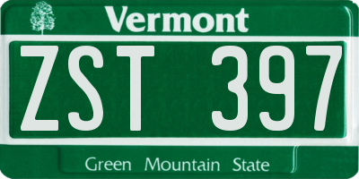 VT license plate ZST397