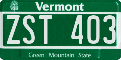 VT license plate ZST403