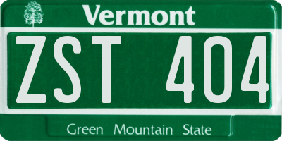 VT license plate ZST404