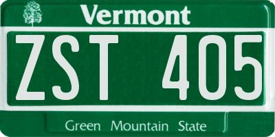 VT license plate ZST405