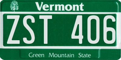 VT license plate ZST406