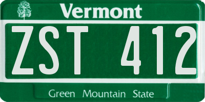 VT license plate ZST412