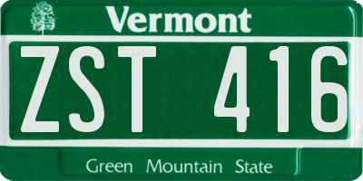 VT license plate ZST416