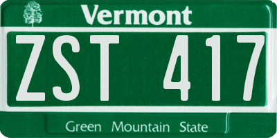 VT license plate ZST417