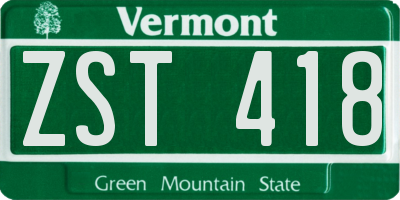 VT license plate ZST418