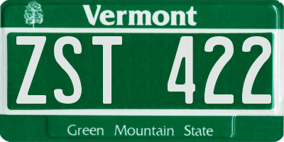 VT license plate ZST422