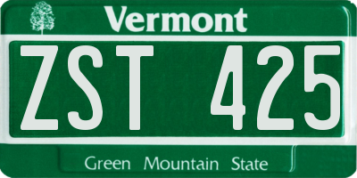 VT license plate ZST425