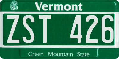 VT license plate ZST426