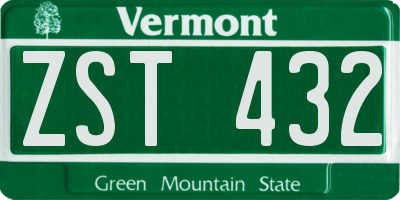 VT license plate ZST432