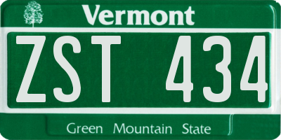 VT license plate ZST434