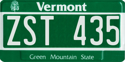 VT license plate ZST435