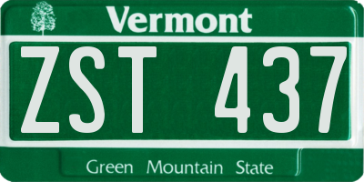 VT license plate ZST437