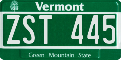 VT license plate ZST445