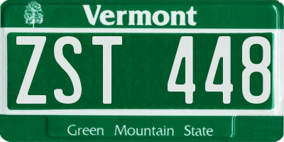 VT license plate ZST448