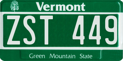 VT license plate ZST449