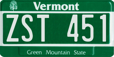 VT license plate ZST451