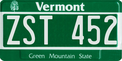 VT license plate ZST452