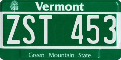 VT license plate ZST453