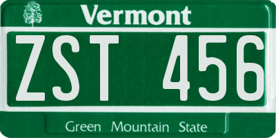 VT license plate ZST456