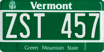 VT license plate ZST457