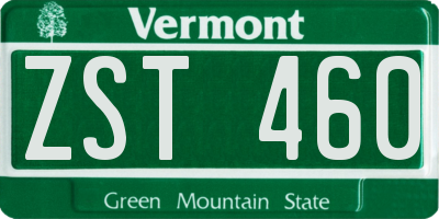 VT license plate ZST460