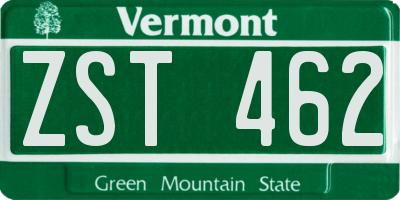 VT license plate ZST462