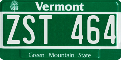 VT license plate ZST464