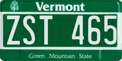 VT license plate ZST465