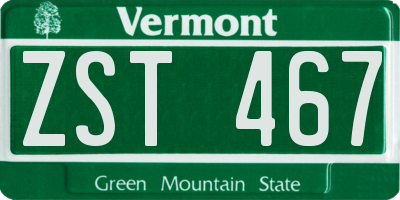 VT license plate ZST467