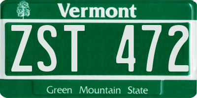 VT license plate ZST472