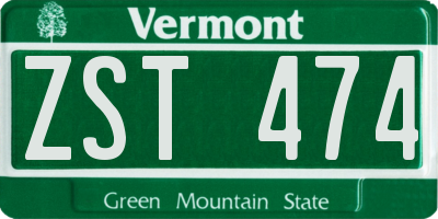 VT license plate ZST474