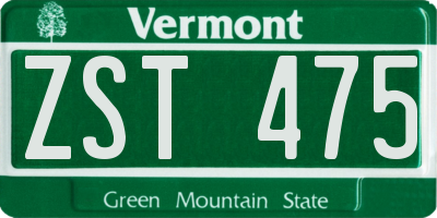 VT license plate ZST475
