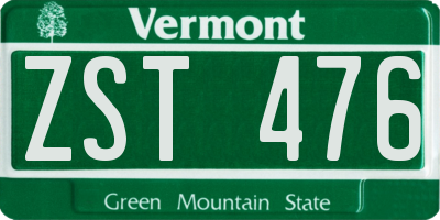 VT license plate ZST476