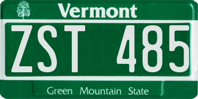 VT license plate ZST485