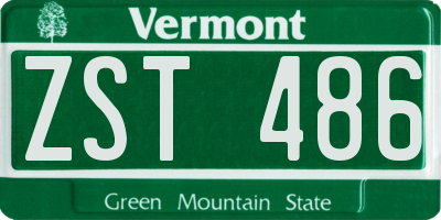 VT license plate ZST486
