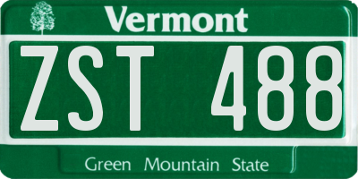 VT license plate ZST488