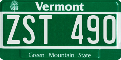 VT license plate ZST490