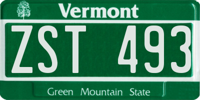 VT license plate ZST493