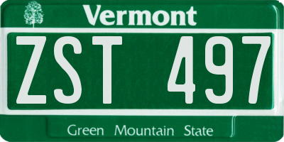 VT license plate ZST497