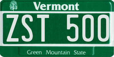 VT license plate ZST500