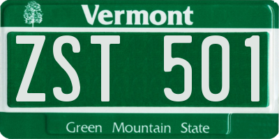 VT license plate ZST501
