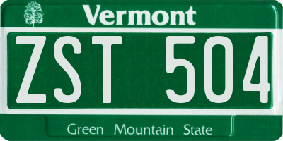 VT license plate ZST504
