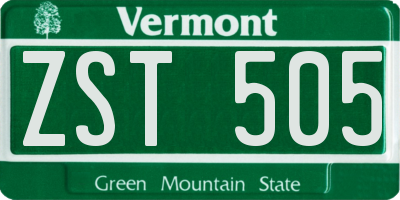 VT license plate ZST505