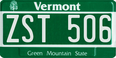 VT license plate ZST506