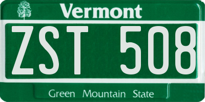 VT license plate ZST508