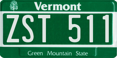 VT license plate ZST511
