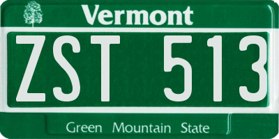 VT license plate ZST513