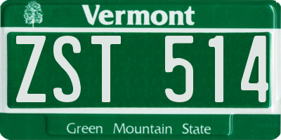 VT license plate ZST514
