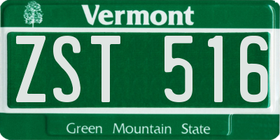 VT license plate ZST516