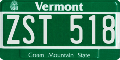 VT license plate ZST518